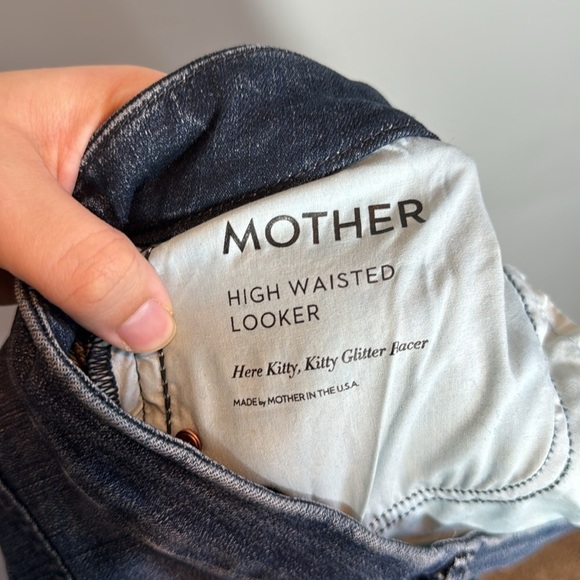MOTHER High Waisted Looker Here Kitty, Kitty Glitter Racer Stripe Jeans 28 - Picture 11 of 13